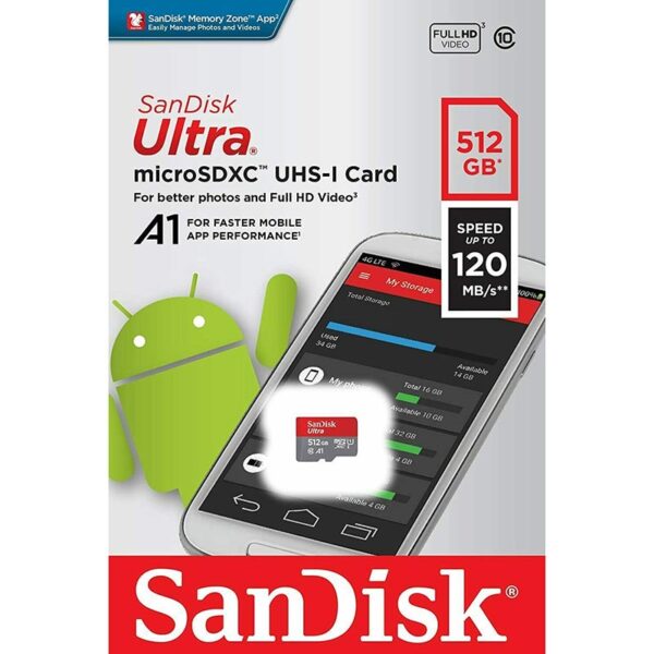 SanDisk Ultra 512GB Micro SD Card SDXC A1 UHS-I 120MB/s Mobile Phone TF Memory Card (SDSQUA4-512G-GN6MN)